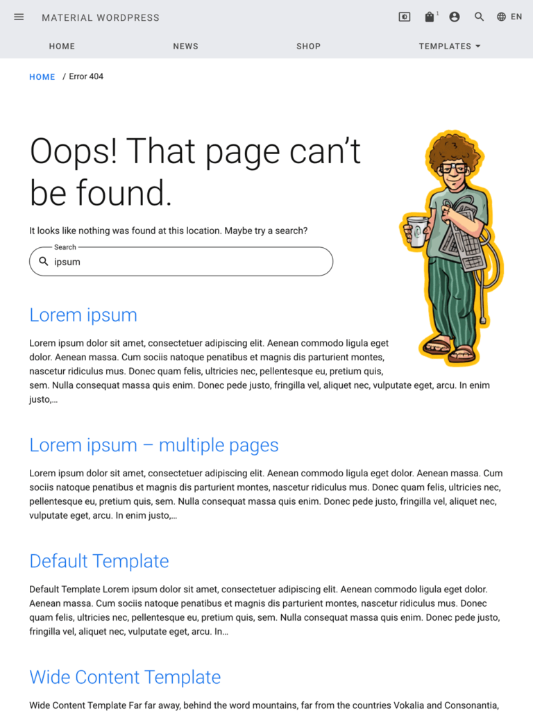 Default error 404 template
